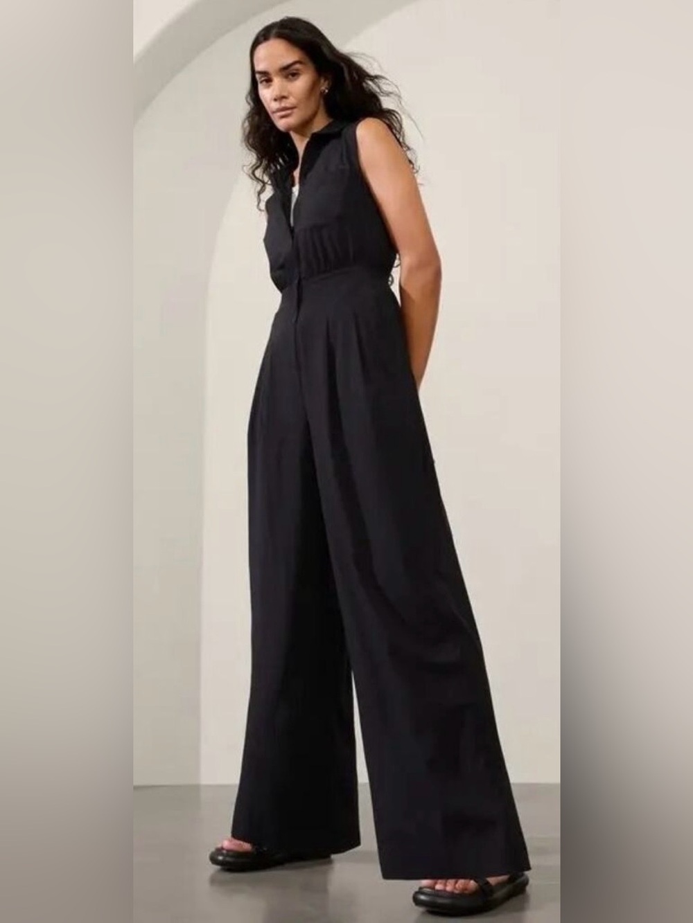Athleta Brooklyn Heights Wide Leg Jumpsuit – Black – Size 6